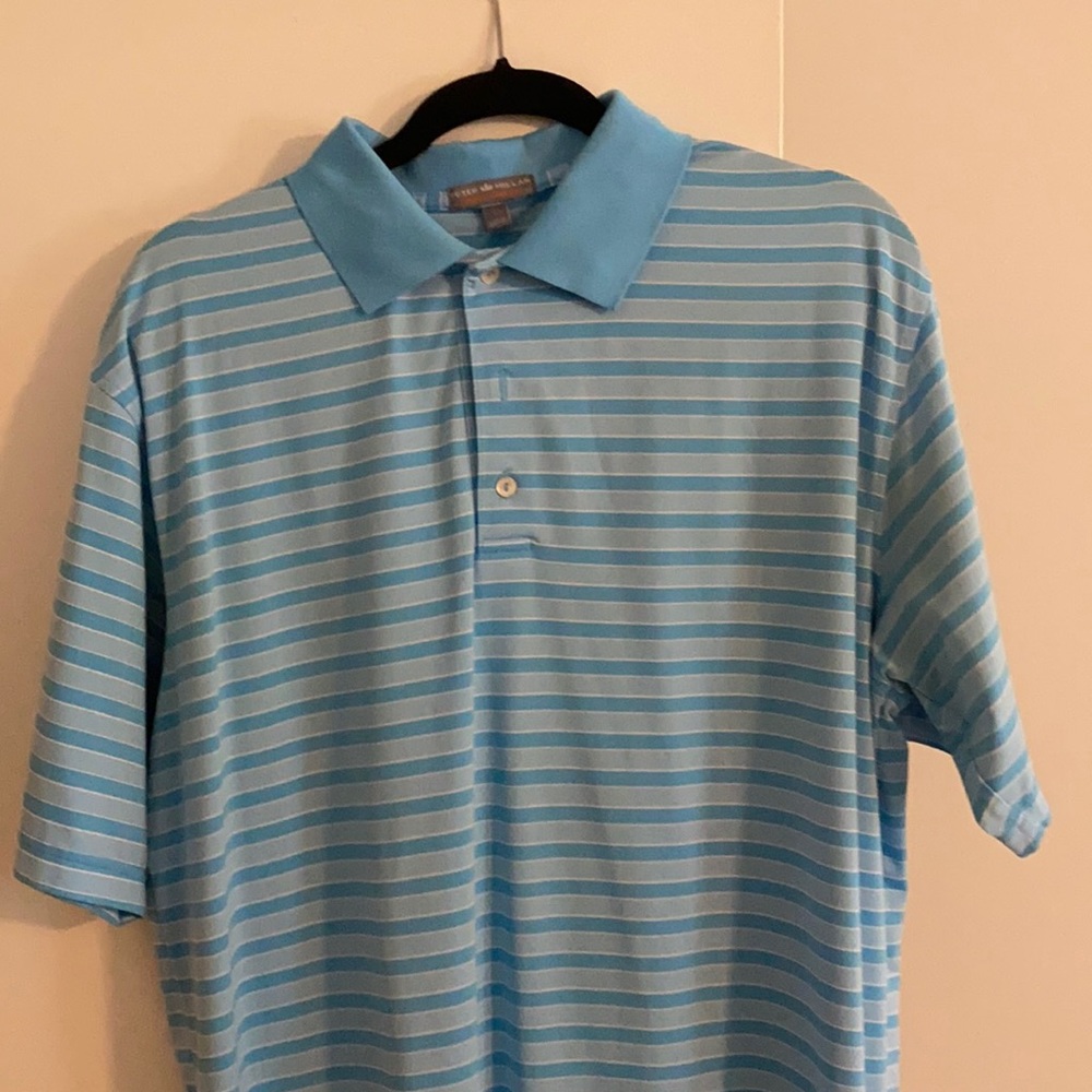 Peter Millar Summer Comfort Blue Strip Polo L